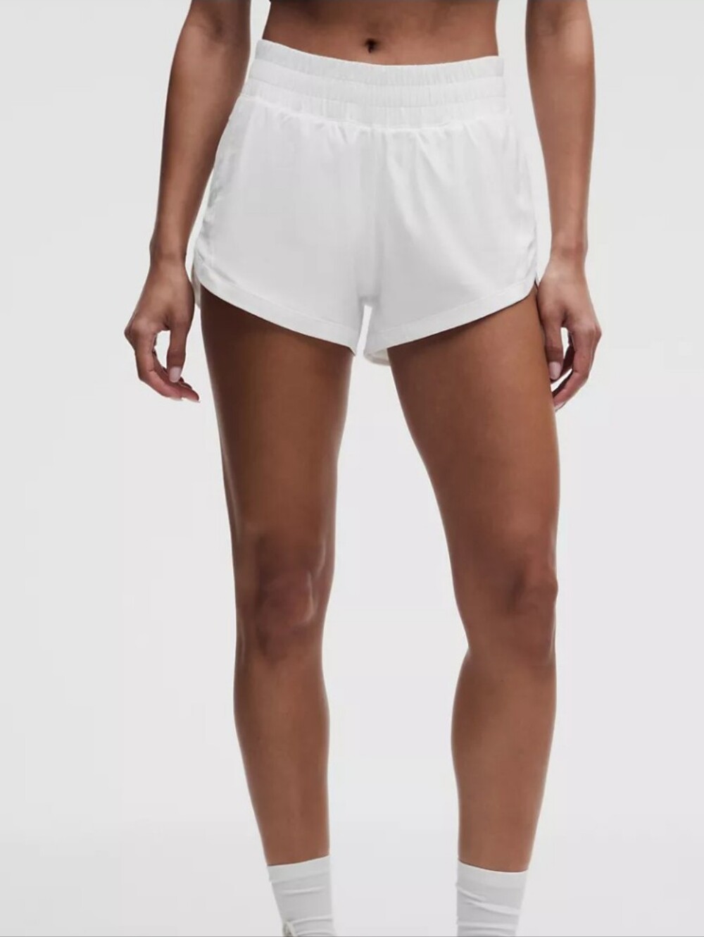 Lululemon White/Cream Track That High-Rise Lined Running Shorts Size 4